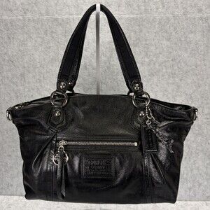 Coach Poppy Rocker Satchel – Poppy Legacy Metallic Leather, Black, Style 16285